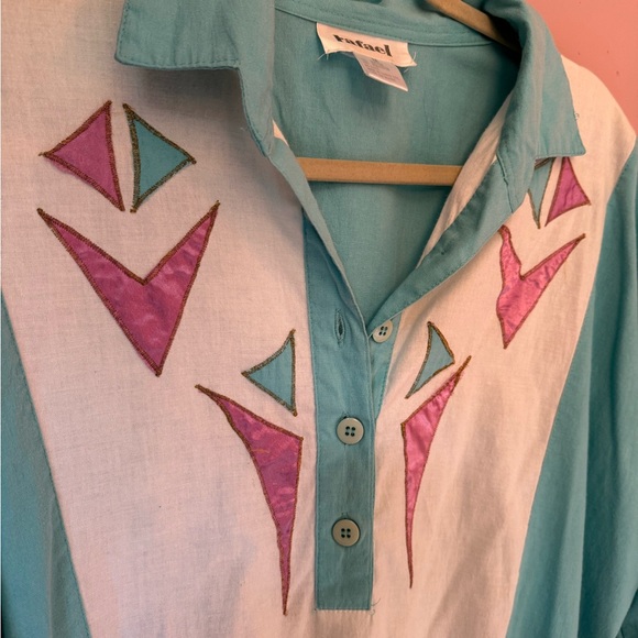 Rare Vintage 1980s Pastel Pullover Polo Long Sleeve- Men’s Medium - Picture 3 of 4